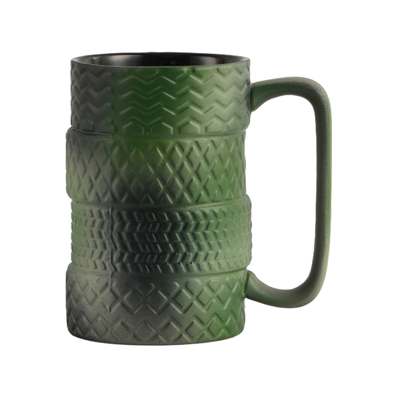 Taza creativa Taza de agua de cerámica de gran capacidad Taza nueva exótica Taza de neumáticos de cerámica Venta al por mayor Suministro exclusivo transfronterizo