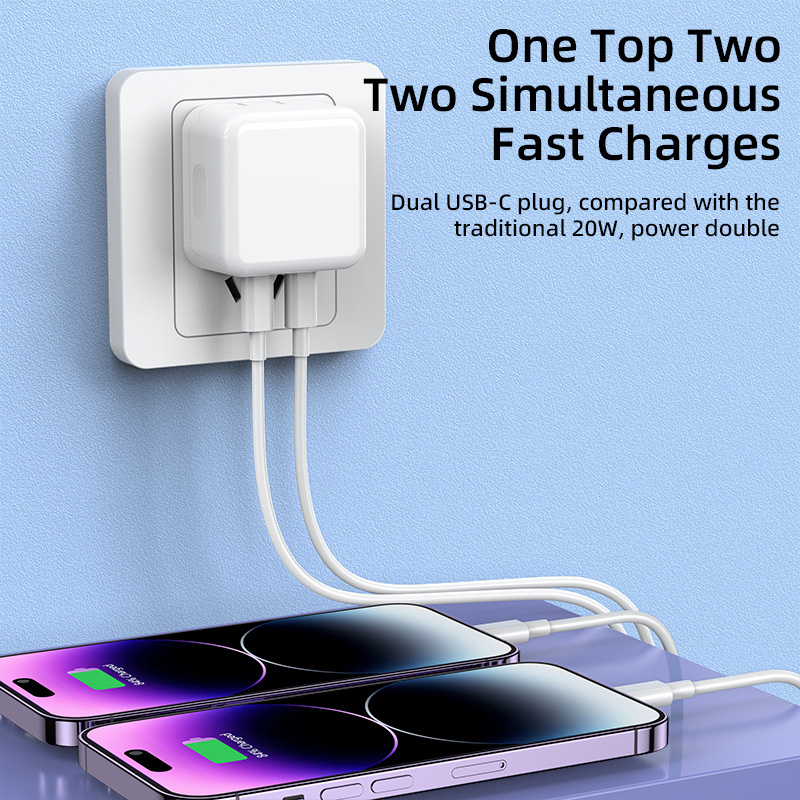 Suitable for Apple iPhone 14 Pro Max mobile phone charger with PD40W European and American standard dual C-port fast_voghion.com