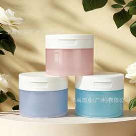 厂家现货定制300g圆罐棉片罐翻盖带镊子广口pp大容量湿敷棉片盒