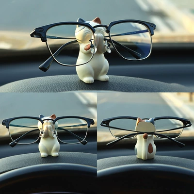 Car Glasses Clip/Bill Clip Funny Car Dashboard Storage - sanmao-cat-eye-frame-comes-with-free-traceless-glue