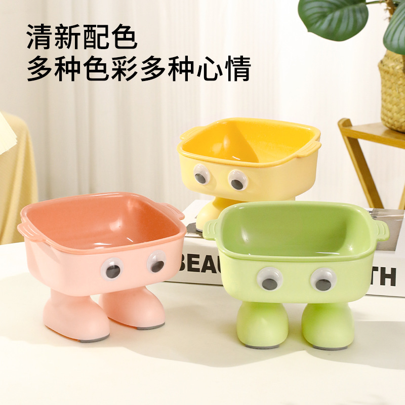 Pipitao original, dieta separable, cuenco para gatos de doble uso, robot de ojos grandes, cuencos para gatos de cuello alto anti-volcado