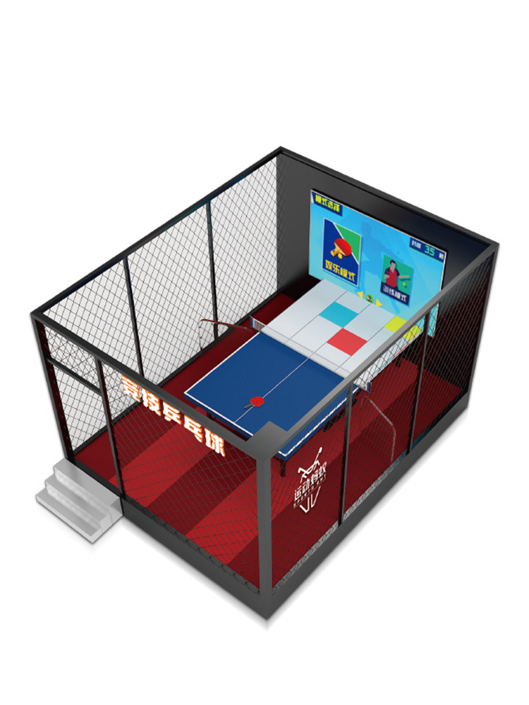 Sala de experiencia de tenis de mesa de simulación interactiva interior servidor entretenimiento ocio entrenamiento deportivo digital individual deportes electrónicos