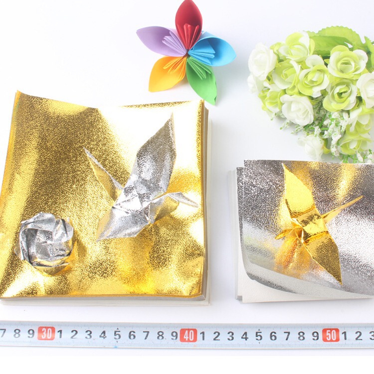 10cm 15cm gold silver square single-sided pearlescent origami diy handmade folded paper crane love Z