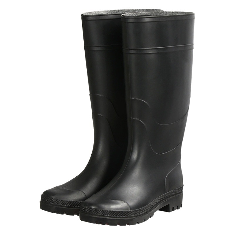 Nuevas botas de lluvia de gran tamaño para hombre, botas de lluvia negras mate de caña alta, engrosadas, antideslizantes, de protección laboral, resistentes al desgaste, zapatos impermeables.