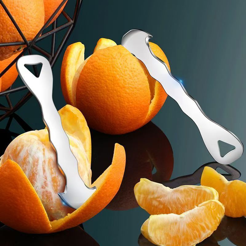 Stainless steel orange peeler, a tool for easily peeling oranges, including navel oranges and mandarin oranges, and for removing the peel
