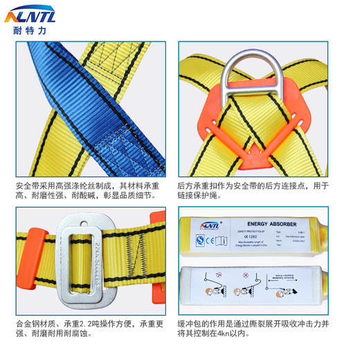 Niteauer Full-Body Safety Harness Set for High-Altitude Work, Anti-Fall Safety Jacket with Dual Big Hooks Safety Belt