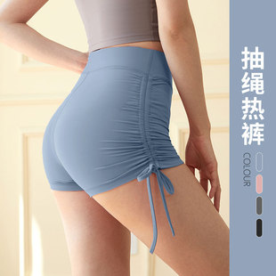 Summer fitness shorts for women peach hip lifting sports drawstring sexy high waist tights three-point yoga vitality