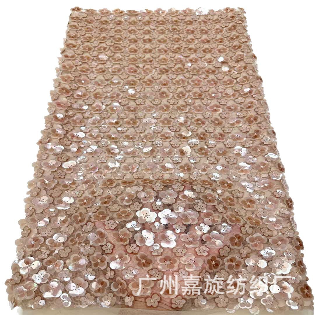 Spot color gelatina transparente lentejuelas flor de ciruelo laminado tela de encaje moda ropa de mujer ropa para niños falda accesorios de encaje