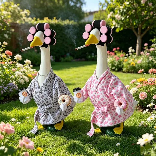 Cross-Border Amazon New Model 20206 Porch Goose Costume 23inch Leopard Print Bathrobe Set Outdoor Garden Decoration