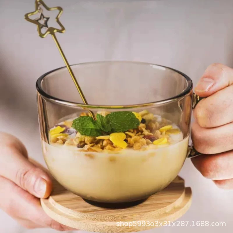 Стеклянная чашка камелия, чашка для овсяного завтрака, дом с крышкой, прозрачная чашка для молока и кофе, оптовая продажа