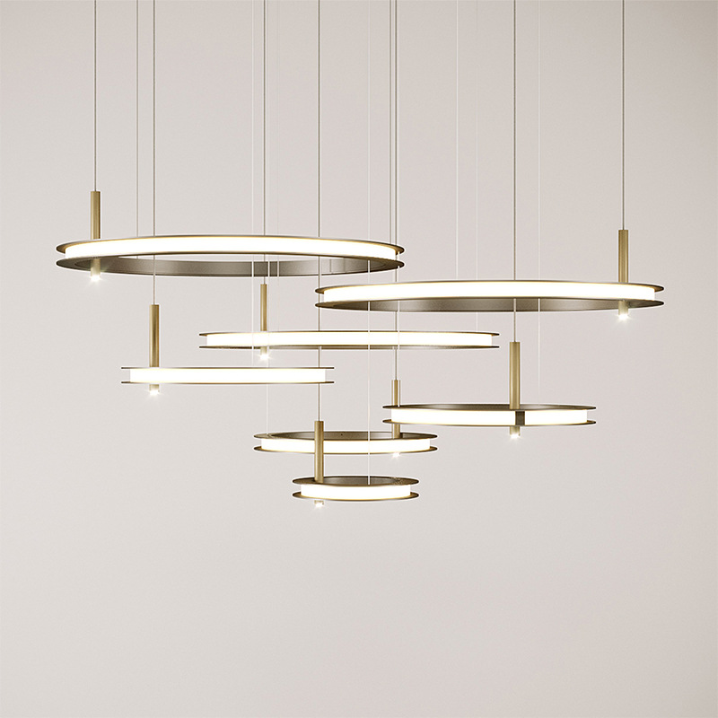 Modern Italian Minimalist Living Room Chandelier Light Luxury Designer Simple Ring Atmospheric Dining Room Main Light Ring Lamps