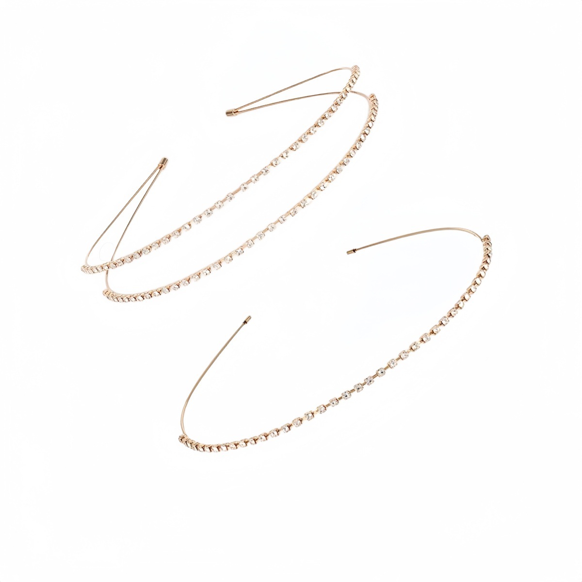Diadema Doble de Novia con Pedrería y Perlas de Metal para Mujeres