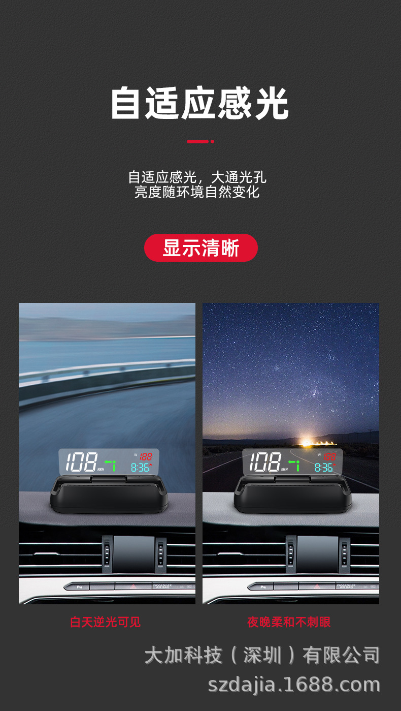 Big Plus Car Universal Electric Folding Lifting hud Head-up Display Car GPS Speed Electronic Dog Navigator