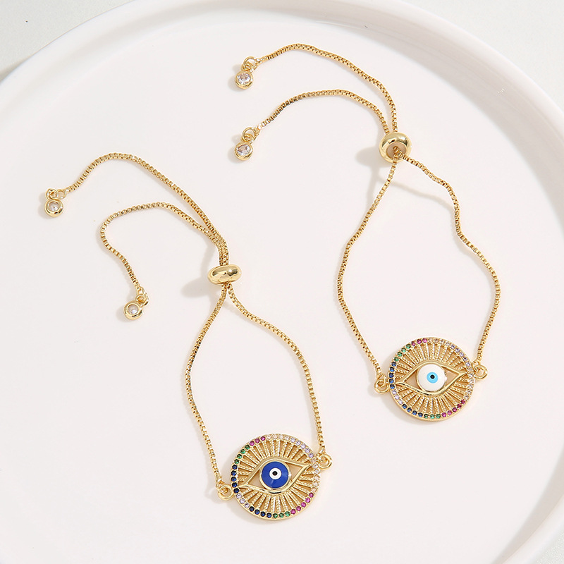 Retro Devilu0027S Eye Copper Inlay Zircon Bracelets