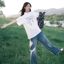 白色短袖t恤女2026新款宽松百搭纯棉美式半袖女士夏季超好看上衣