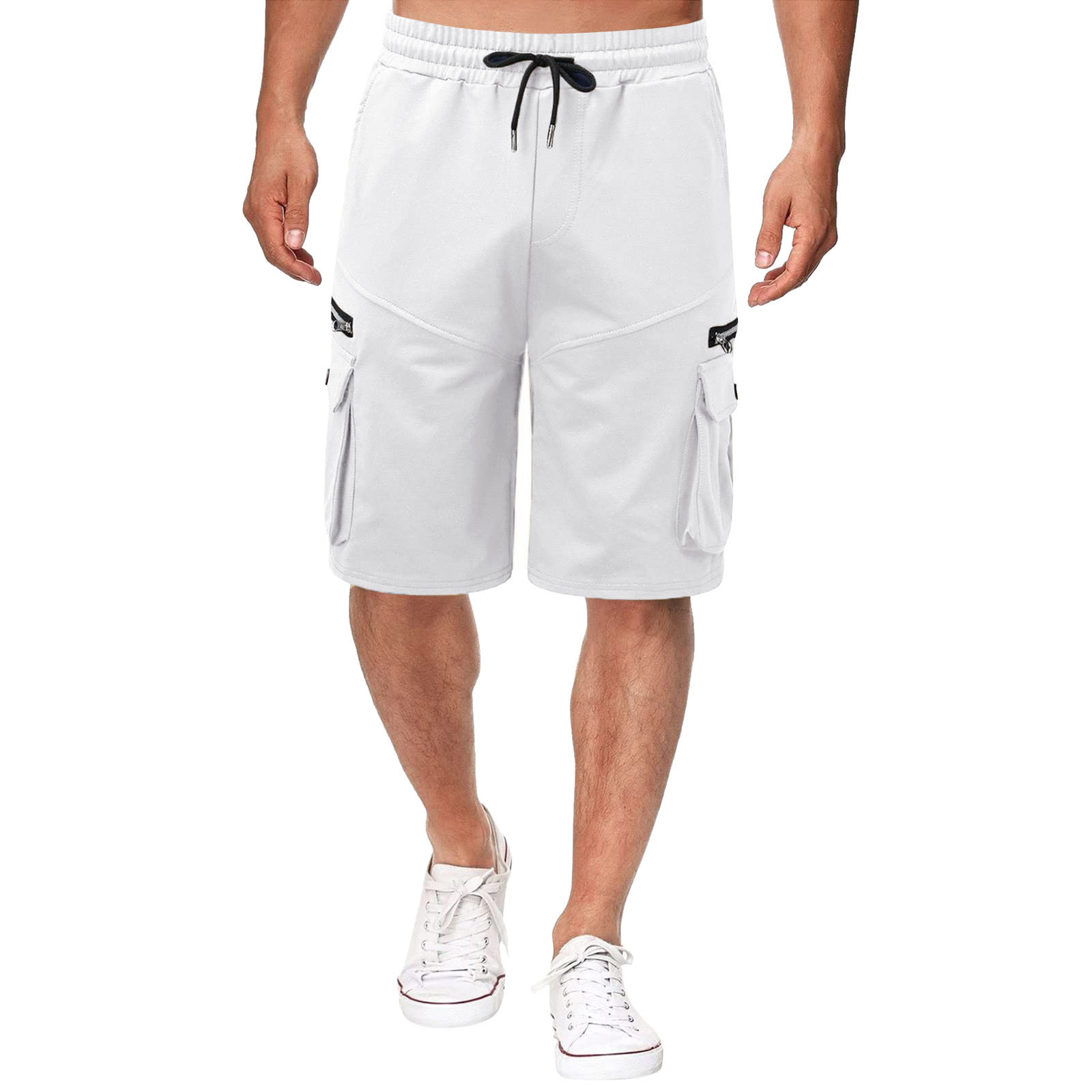 Herr sommar arbetsshorts i bomull, lös passform casual_voghion.com