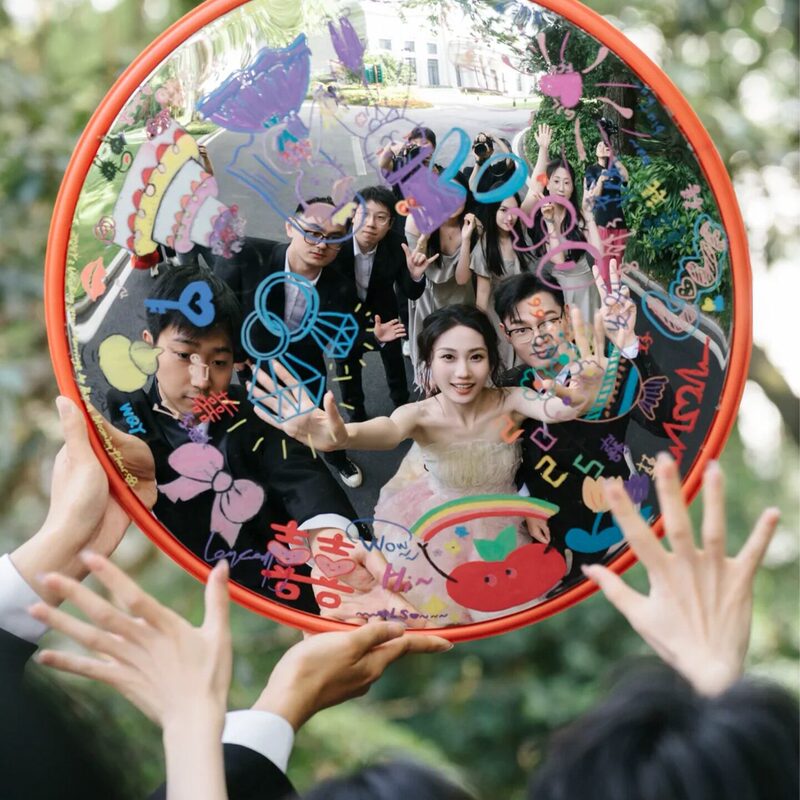 Wedding and engagement photo shoot DIY fun mirror, wide-angle mirror, dopamine-colored outdoor photo decoration, kindergarten props Wedding and engagement photo shoot DIY fun mirror, wide-angle mirror, dopamine-colored outdoor photo decoration, kindergarten props