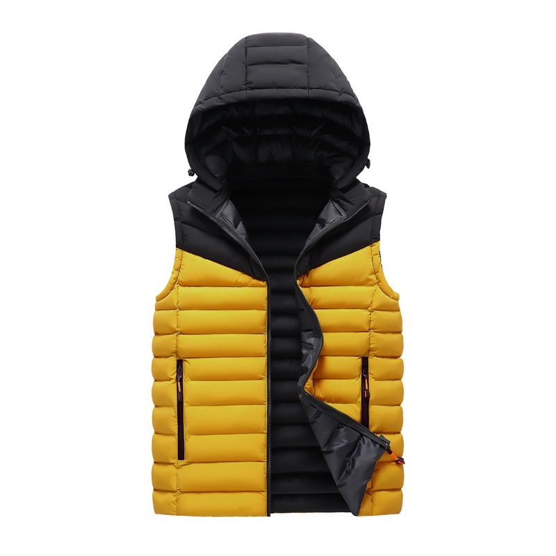 2021 chaleco Chaleco de algodón de comercio exterior transfronterizo para hombres Chaleco de talla grande otoño e invierno abrigo de hombre con capucha con forro polar logotipo imprimible