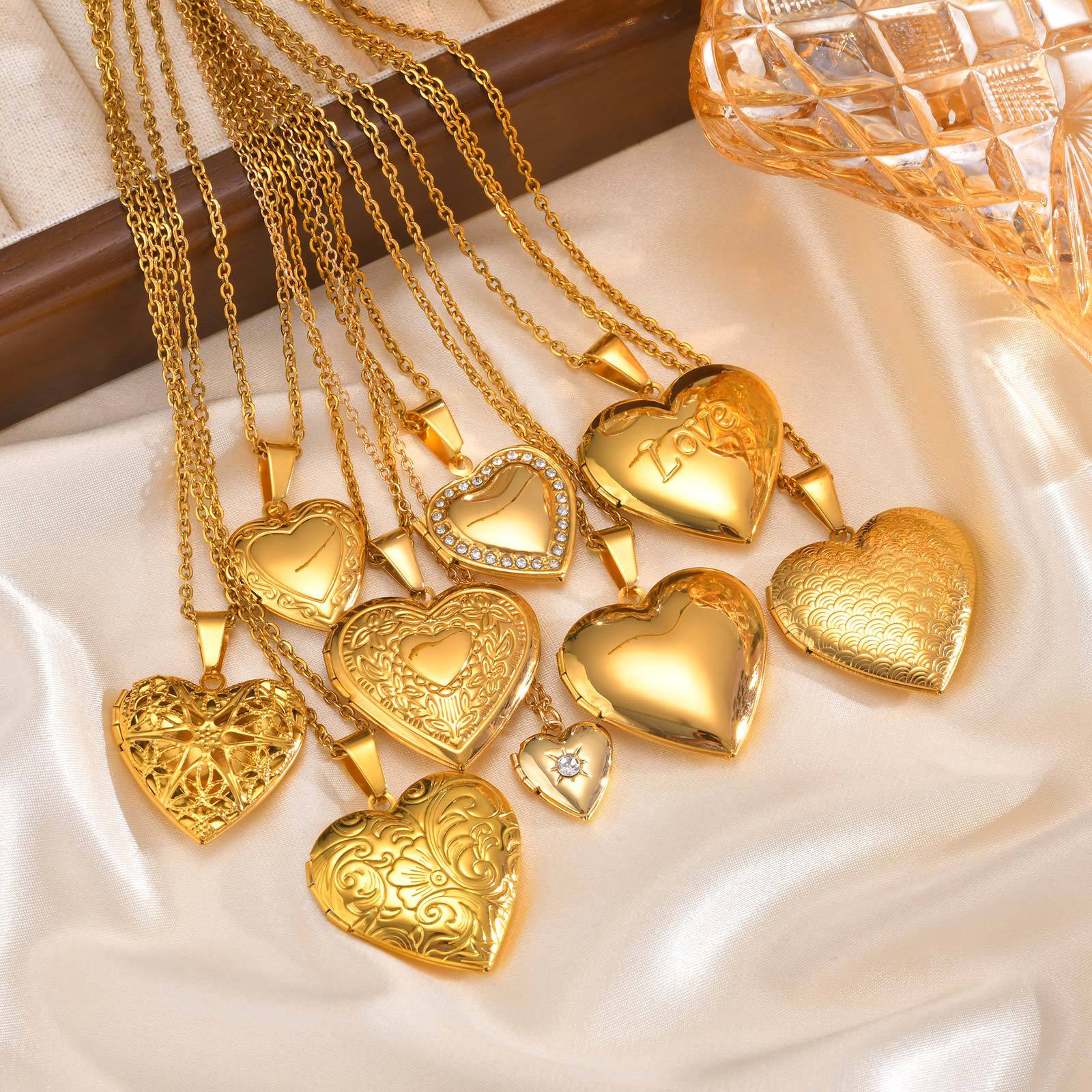 10g Weight Locket Charms Jewelry Making Type 201 Stainless Steel Chain Material 1 Piece 201 Stainless Steel Heart Shape Locket Charms