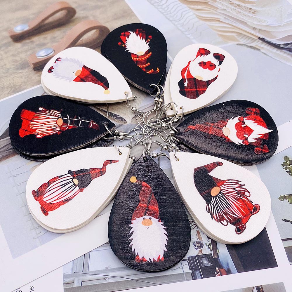 Fashion Santa Claus Water Droplets Pu Leather Women's Earrings 1 Pair display picture 2