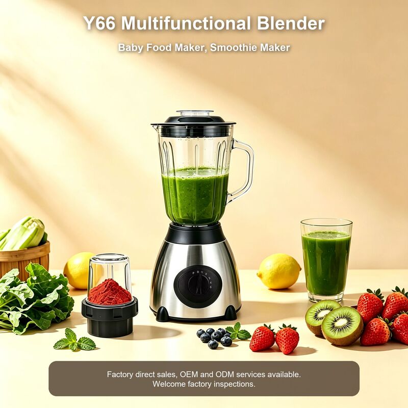 Y66 cross-border blender, a popular glass model in Africa, is a 2-in-1 fruit juicer and semi-automatic grinder/blender Y66 cross-border blender, a popular glass model in Africa, is a 2-in-1 fruit juicer and semi-automatic grinder/blender