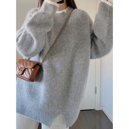 Fufu Lazy Style Pink Knitted Sweater for Women - Spring 2025 Outfit, Layering Top, Base Shirt