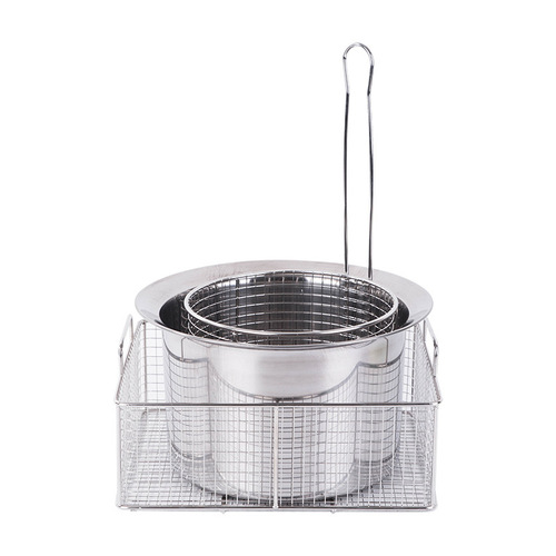 Wholesale good quality stainless steel fried chicken batter shaker basket fried dough sticks basket commercial round dip basket soaked in water blue mesh basket shaker basket