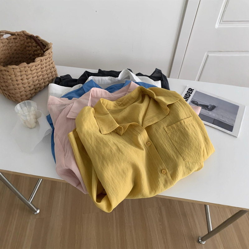 Lenzing Tencel Lace-Up Shirt for Women, Loose, Thin, Sun Protection Shirt, Korean Style, Lazy Summer