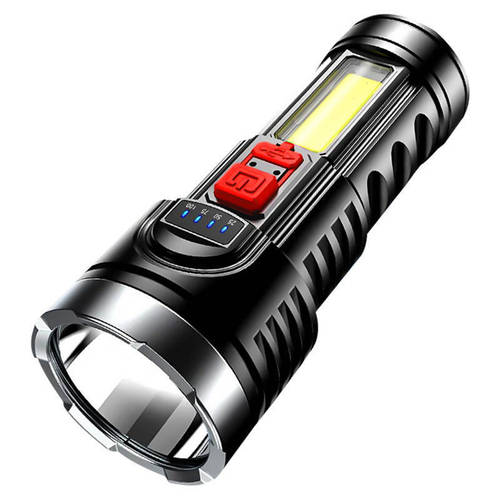 ABS bright flashlight 822 multifunctional COB power display USB charging household outdoor lighting bright flashlight