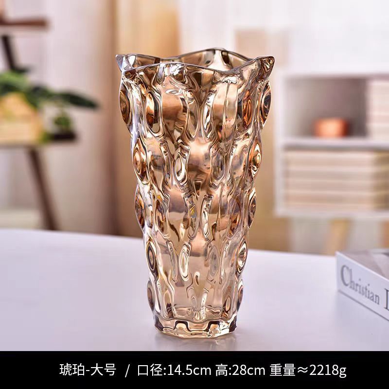 Nórdico creativo ondas vasos de vidrio transparente flores hidropónicas caseras rosa lirio sala de estar decoración floral de suelo