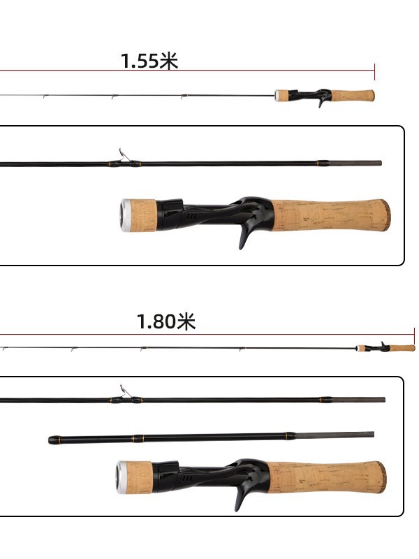 Cara de boca de caballo de varias secciones Caña de pescar transfronteriza portátil UL Aparejos de pesca 1.8 m Carbon Multi-inserto Agarre eva Mango recto Luya