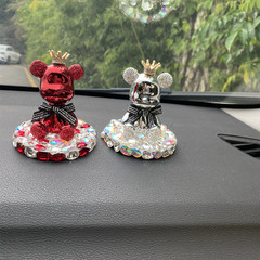 新品汽車擺件可愛小熊網紅內飾用品車載水晶裝飾品車內漂亮女神款