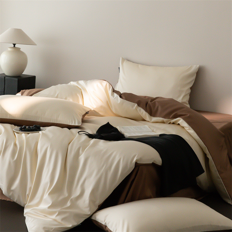 Cuatro estaciones Nantong algodón conjunto de cuatro piezas de color sólido lujo ligero alto sentido 60 algodón de lana larga delgado lujo ligero