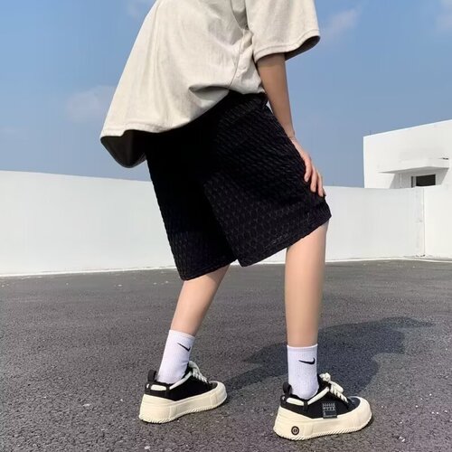 Summer thin fashion loose basketball shorts ice silk shorts men plain casual pants five-pocket sports pants Korean version beach