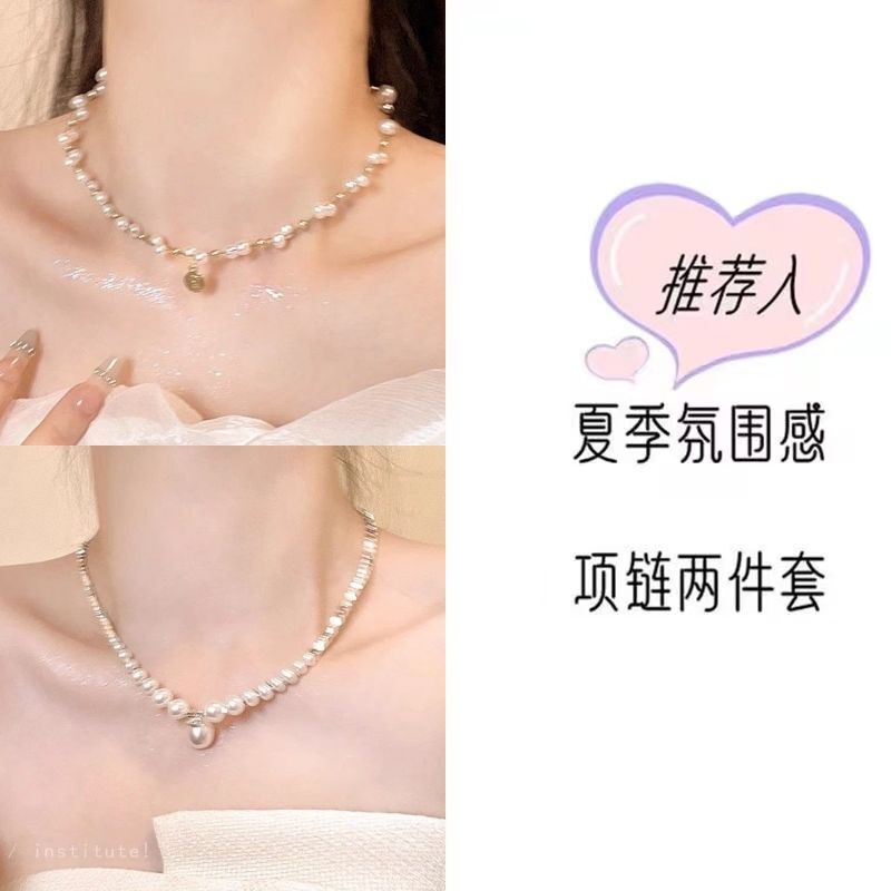 女性用二層タッセルパールネックレス、ニッチデザイン、椿鎖骨チェーン、軽い高級感、ハイエンドの気質ネックチェーン|undefined