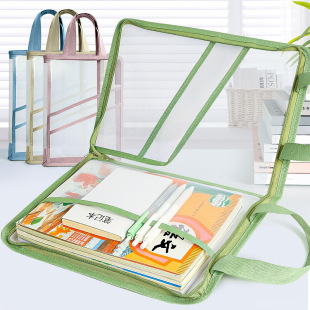 Huajie paper storage bag transparent File Bag 180 degrees flat stall handbag waterproof book bag tutorial test paper bag