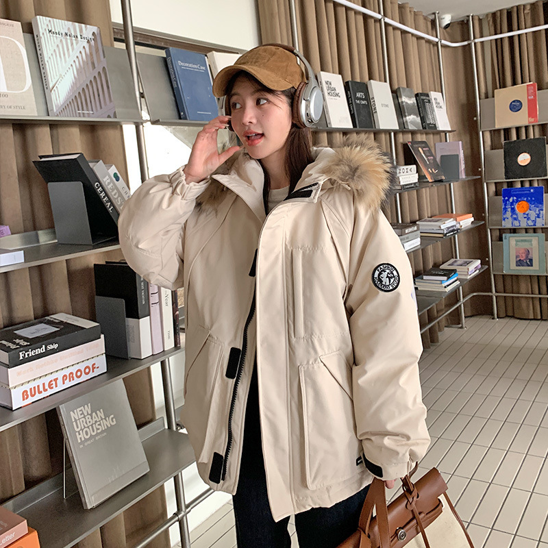新国标90绒工装派克服羽绒服女中长款小个子加厚外套2025真貉子毛|undefined