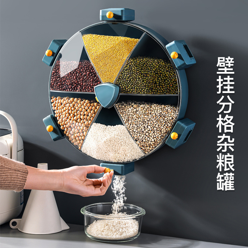 米バケツ、米タンク、保存瓶、キッチン家庭用壁掛け穀物密封瓶、回転式防湿・防虫米バケツ|undefined