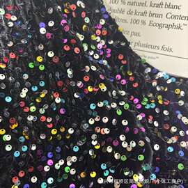 爆闪5mm绒布亮片绣布料diy舞台服礼服旗袍女装鞋材弹力不倒绒面料