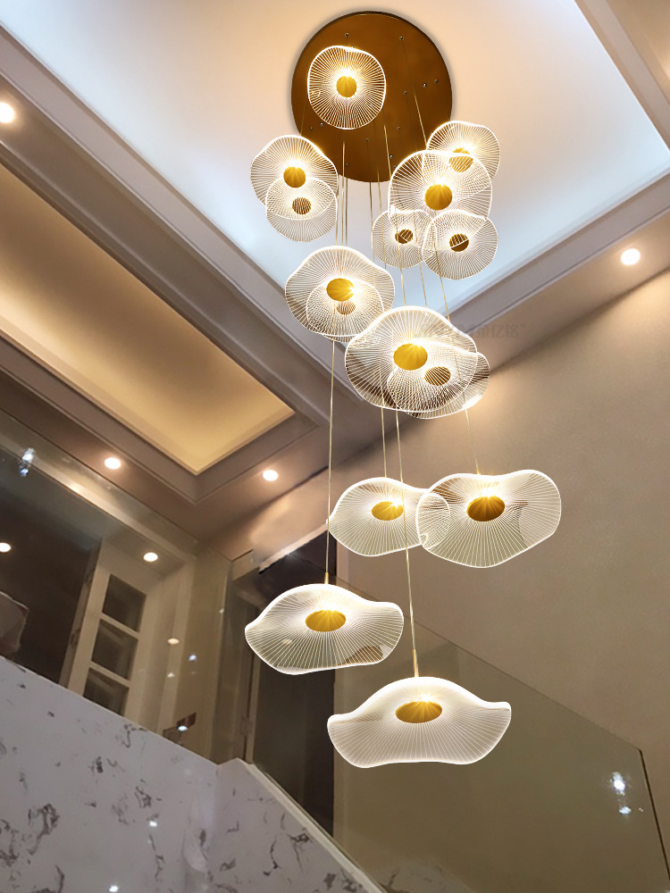 Zhongshan Factory Direct Venta de Guangdong Zhongshan Villa de lujo ligera sala de estar restaurante moderno simple creativo edificio duplex giratorio