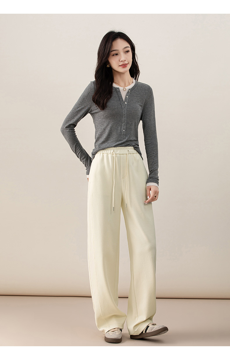 Áo thun giả hai mảnh nữ cổ tròn, chất len Tencel mỏng nhẹ, phối màu patchwork — đen chi tiết 29