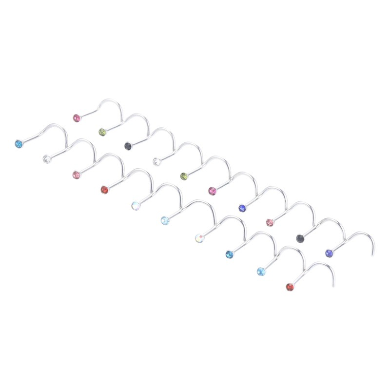 Stainless steel with drill nose nail multicolor style European and American popular puncture jewelry manufacturers spot direct supply nose ring nail