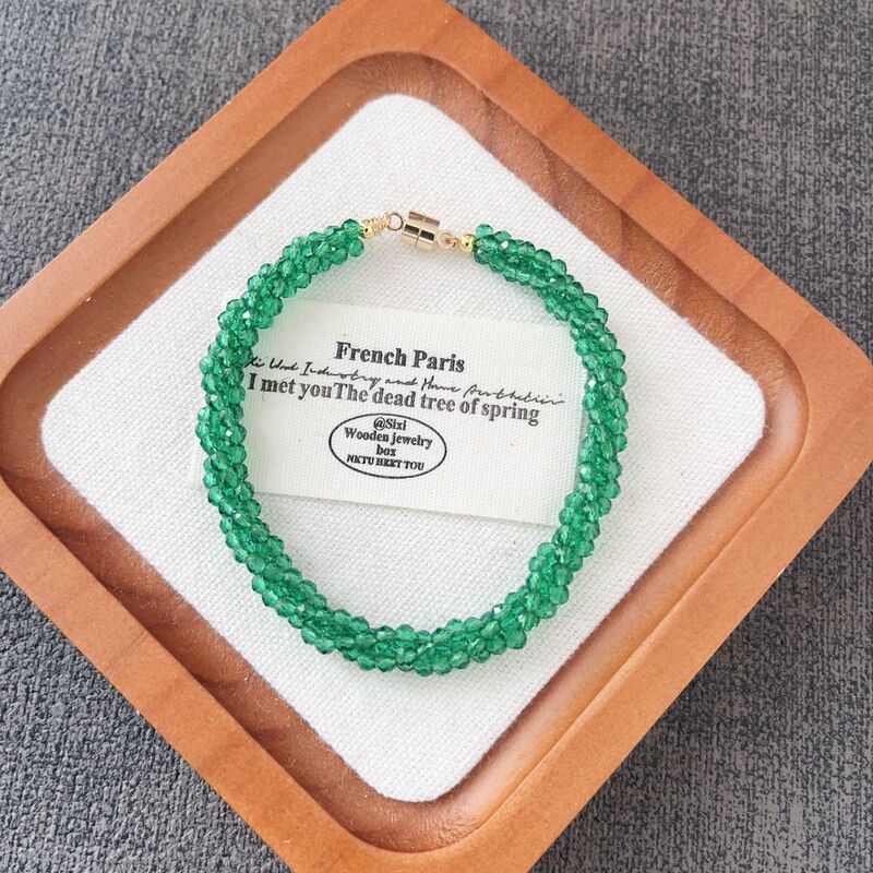 Green Spinel Bracelet, Multi-Strand Braided Twist 3mm Faceted Particles, Versatile and Exquisite Elegant Bracelet Jewelry