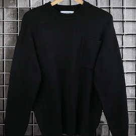 2024秋冬新款纯色小标圆领毛衣男士百搭针织衫韩版套头打底线衣男