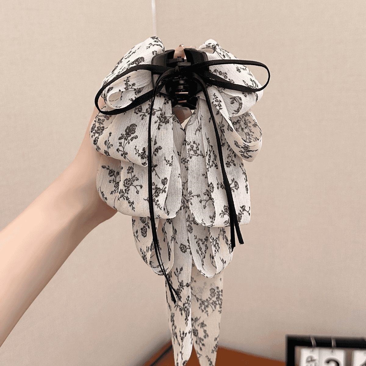 Satín de alta sensación, arco negro grande, clip de tiburón, toque de cabeza, clip de nube, clip de agarre, clip de cabello, tarjeta de cabello de mujer