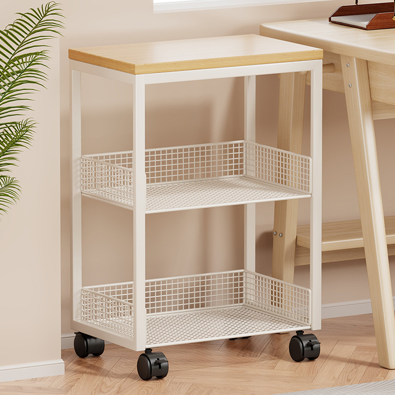 J^ 프린터 보관 랙 책상 다층 보관 책상 측면 배치 캐비닛 바닥에 이어진 이동식 바퀴 달린 책장 소형