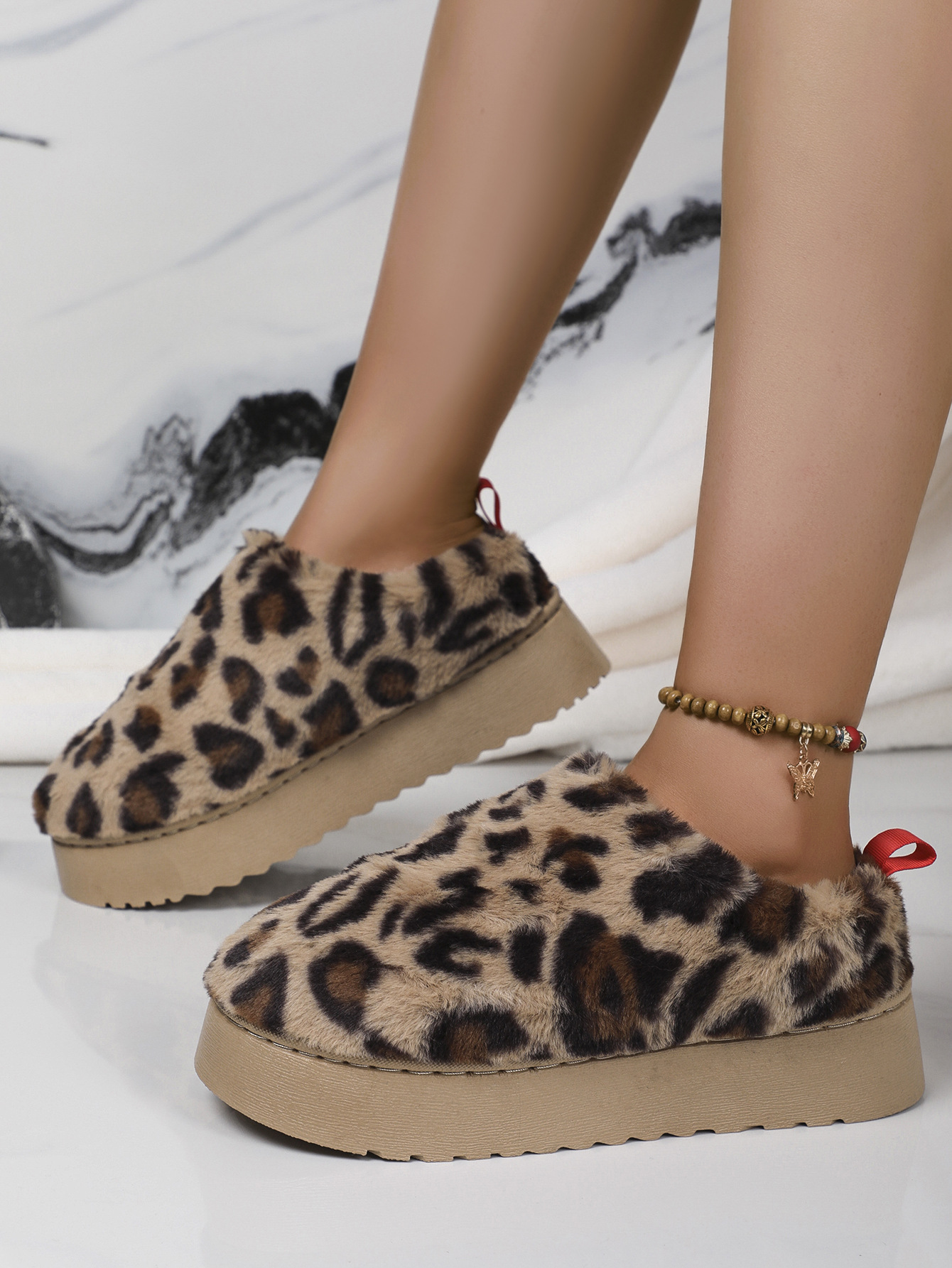 Damenschuhe, neue Schneestiefel mit niedrigem Schaft und Leopardenmuster, mit dicken Sohlen, Schneeschuhe aus Baumwolle_voghion.com