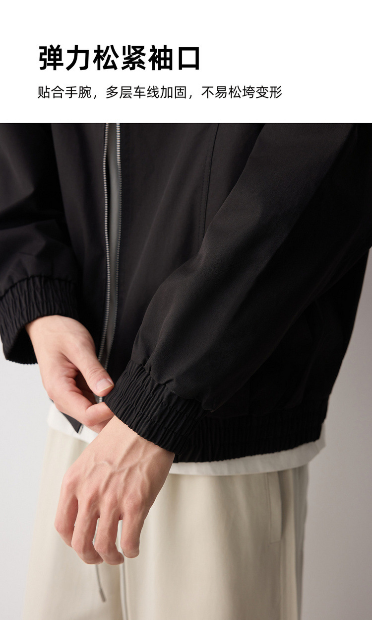 Áo khoác bomber nam cổ lật kẻ caro phong cách công sở — đen chi tiết 7