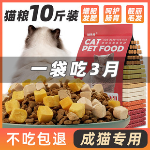Cat Food for Adult Cats, 10kg Packs, 5kg Freeze-Dried Cat Snacks, Cat Main Food for Weight Gain and Cheek Fattening, Nutritional Ragdoll Salmon Dandan