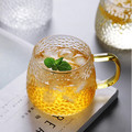 锤纹高硼硅玻璃带把柠檬果汁冷饮单杯家用创意高颜值男女花茶水杯